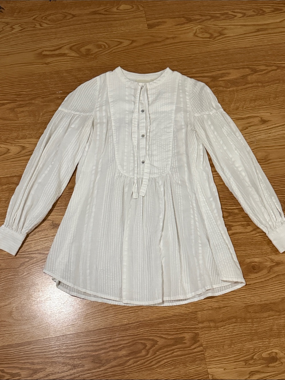 Maeve by Anthropologie Ivory Pintuck Peasant Tunic